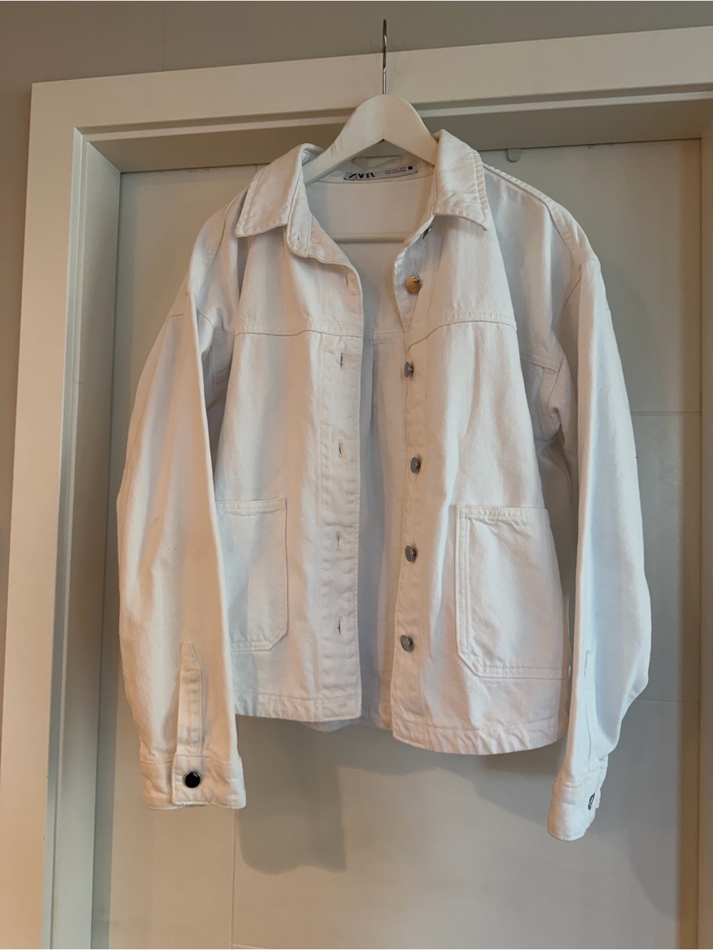 Zara Denim White Coat - Women’s M